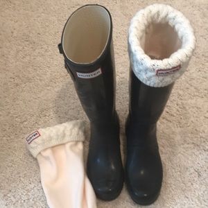 Hunter rain boots - size 7, tall with socks